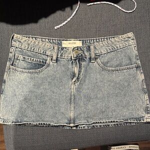Hollister Faded Blue Denim Mini Skirt